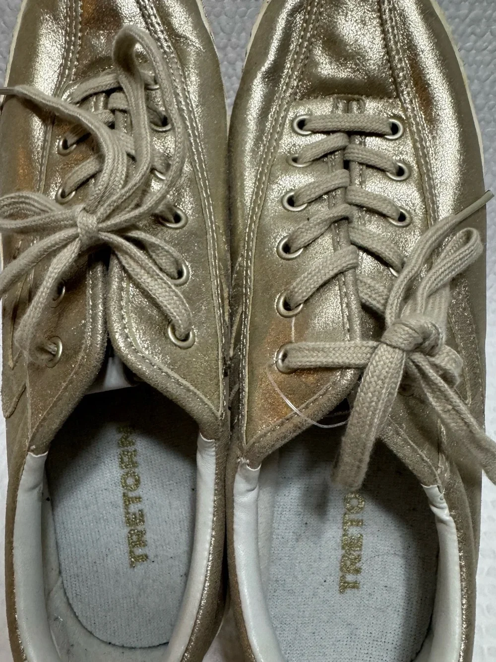 Tretorn Metallic Gold Platform Lace-Up Sneakers - Women's 8